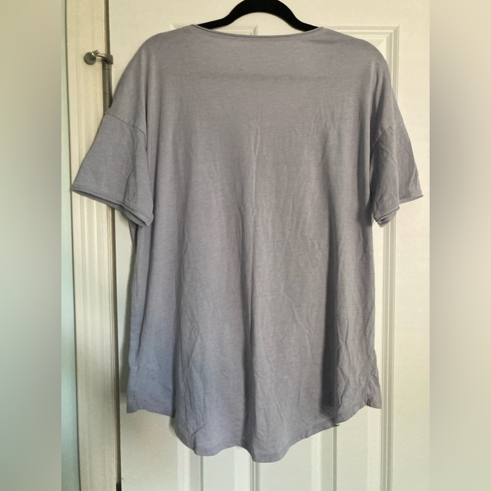 Washed Blue American Eagle Knot Front V-Neck T-Shirt - Picture 2 of 2